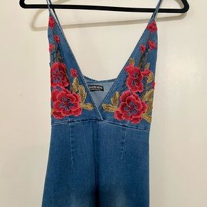 FASHIONNOVA DENIM JUMPSUIT- M